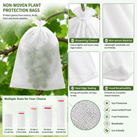 Sac de protection pour fruits en non-tissé blanc avec cordon de serrage, anti-insectes, anti-oiseaux, protection contre le gel pour la ferme et le jardin