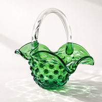 Panier à fruits en verre artisanal à motif goutte de pluie, avec poignée, bord ondulé, glaçure craquelée, non toxique. Élégant pour la table à manger, la décoration de la maison et les fêtes