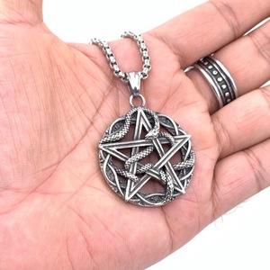 Men's <b>Titanium</b> Steel Snake Pentagram Pendant Star Shape Themed Necklace Everyday Wear 216071 - Product Image 4