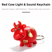 Nouveau porte-clés LED en plastique ABS en forme de vache avec design de dessin animé et son 'Moo Moo'