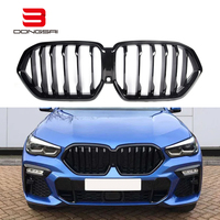 Calandre avant à lamelle unique noir brillant compatible avec BMW X6 G06 pré-LCI 2020-2023, en ABS moulé par injection, pour mise à niveau de la calandre.