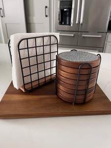 Wholesale 4.3 Inches Woven Wooden <b>Drink</b> <b>Coasters</b> Reusable Absorbent Kitchen Farmhouse Bar Office Mats & Pads in Classic Style - Product Image 2