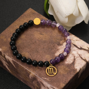 Pulsera <span class=keywords><strong>de</strong></span> los 12 Signos del Zodiaco, con Cuentas <span class=keywords><strong>de</strong></span> <span class=keywords><strong>Piedra</strong></span> Natural, Diseño Bicolor, Cristal Curativo, con Dije Dorado <span class=keywords><strong>para</strong></span> Mujer - Product Image 6