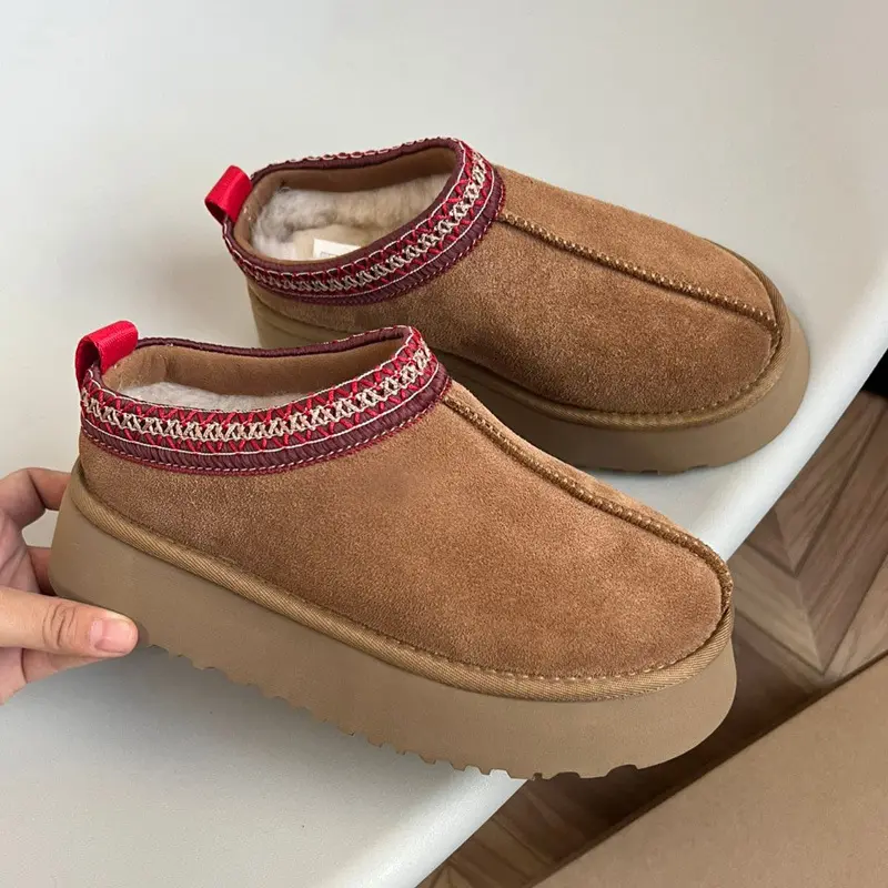 2023 New Women's Wool Slippers Warm Platform Wool Slipperswomen Slippers Women Sheepskin Slippers Women Shoesnew Winter Retro