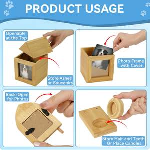 Urne funéraire en bambou en forme de maison pour toutes les cendres d'animaux (chien, chat) avec cadre photo, couleur bois, cadeau commémoratif pour crémation - Product Image 3
