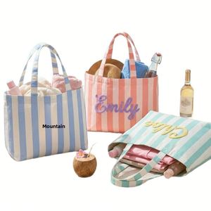 Sac fourre-tout décontracté unique en polyester rayé à motif carré vertical, élégant, léger et idéal pour le quotidien - Product Image 5