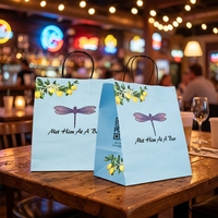Emballages à emporter écologiques, jetables, recyclables et biodégradables personnalisés, sacs en papier kraft pour la restauration rapide avec poignées pour restaurant, bar