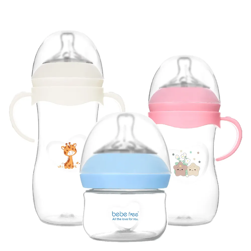 Tùy chỉnh biberones Para bebes Silicone Núm vú BPA miễn phí chống đau bụng bé chai chậm 120ml 330ml thức ăn chai bú 0-12 tháng