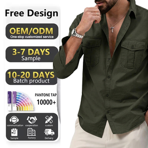 Chemises classiques en tissu Oxford pour hommes, chemises à manches longues pour garçons, chemise multi-poches pour hommes de haute qualité, logo personnalisé - Product Image 2