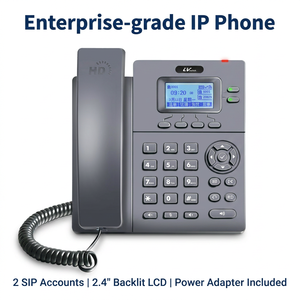 2 SIP Accounts <strong>VoIP</strong> <strong>Phone</strong> with Power Adapter 2.4 Inch Backlit LCD IP <strong>Phone</strong> Office Desk Telephone for Business Call Center - Product Image 1