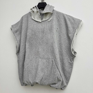 Wholesale Custom Irregular Distressed Sleeveless Boxy <b>Vest</b> Heavy Duty Double-layer Short Style <b>Loose</b> Tank <b>Top</b> Hoodie for Men - Product Image 3