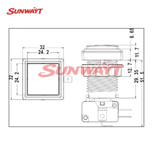 Interruptor de Botón Pulsador Cuadrado Transparente Iluminado de Alta Calidad de 32 mm x 32 mm - Product Image 6