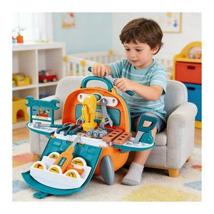 Creative <b>Builder</b> Tool Set Wooden Workbench Toolbox Engineer Toy Drill Construction Pretend Play Learning Development Toy - Product Image 5