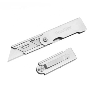<b>Portable</b> Heavy Duty Steel Folding Utility Knife Ambidextrous Handle Safety <b>Lock</b> for Box Cutting Office - Product Image 1