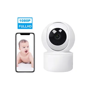 1080p 2MP迷你无线PTZ摄像机智能家居双向音频IP WiFi P2P室内婴儿监视器摄像机带运动检测