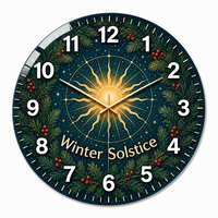 Horloge murale en verre ronde de 30 cm avec cadran imprimé Boxing Day, idéale pour le salon, la salle à manger, le magasin, la décoration murale de la maison