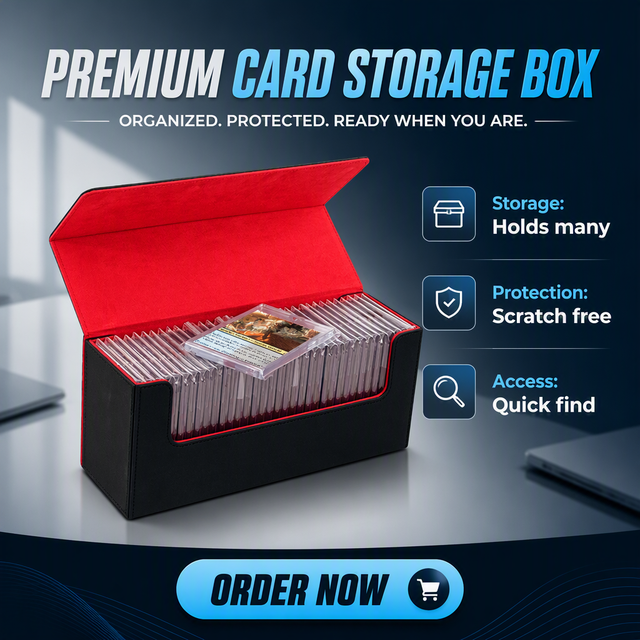 Custom PU Leather Magnetic Card Storage Box 35PT Hard Card Holder Organizer Deck Case for  TCG Card  Player Card Collection
