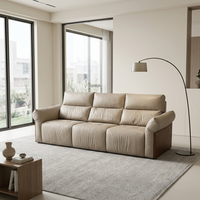 Ensemble de canapés sectionnels modernes en cuir, inclinables et extensibles, avec assise convertible et rembourrage capitonné en éponge, pour appartements et hôtels