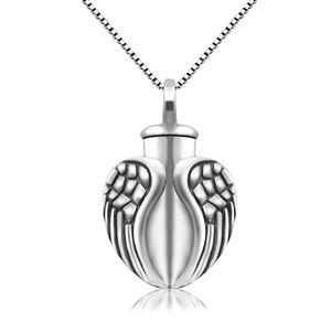 Collana con ciondolo urna cremazione ala angelo in argento sterling 925 per ceneri - Product Image 1