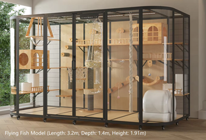 <span class=keywords><strong>Casa</strong></span> para Gatos de Madera Tropical con Múltiples Niveles, Diseño de Selva, Gran Tamaño, Temática de Bosque Tropical, para Exploración - Product Image 3