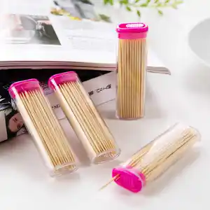 Disposable Eco-friendly bamboo dental toothpick with plastic containers