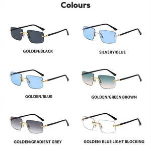 Lunettes de soleil œil de chat vintage 2025 avec logo personnalisé, monture en alliage métallique, protection UV400, sans monture, rectangulaires - Product Image 6