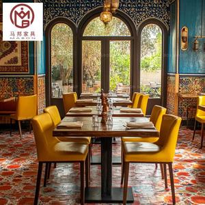 طاولة قهوة عتيقة من الشرق الأوسط مربعة من الخشب ، طاولة أثاث تجاري للمقاهي والمطاعم - Product Image 3