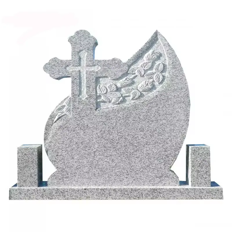 Shengye Factory Precio al por mayor Estilo europeo Grave Stone Gris Granito Grabado Gris Granito Tombstone Lápida para tumbas