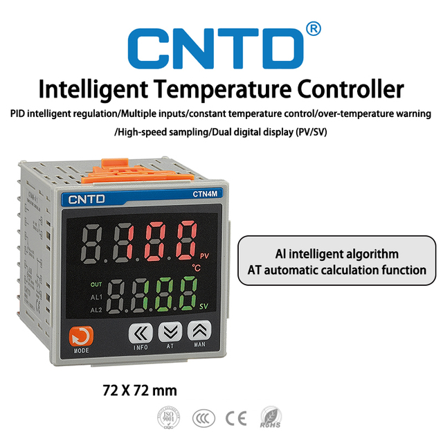 CNTD Industrial Dual Digital Display Temperature Controller High-Speed Sampling 100-240VAC 50HZ 9999 (4 Digit) OEM/ODM Metal