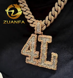 Đồ trang sức sang trọng đá ra moissanite thư Mặt dây chuyền 3D 925 Bạc moissanite tùy chỉnh hip hop mặt dây chuyền đồ trang sức chuyên nghiệp Maker - Product Image 2