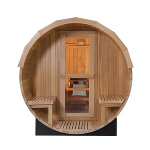 <span class=keywords><strong>Kit</strong></span> de <span class=keywords><strong>Sauna</strong></span> Exterior de Lujo para 5-6 Personas, <span class=keywords><strong>Sauna</strong></span> de Barril de Cedro Canadiense con Porche Frontal - Product Image 4