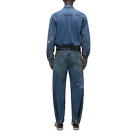 Jeans Homme à Jambes Larges Effet Peinture Éclaboussée, 100% Coton, Lavé, Personnalisable avec LOGO, Fabrication Artisanale