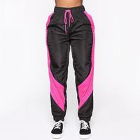 Ensemble deux pièces pour femme, veste et pantalon de survêtement décontractés de style streetwear, en polyester et nylon à séchage rapide, noir et rose personnalisé, fermeture éclair quart