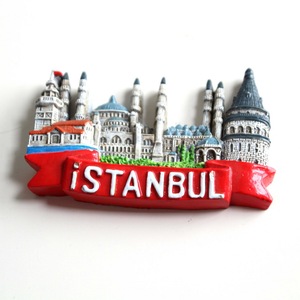 Magnete per Frigorifero 3D Dipinto a Mano in Poliresina, Souvenir <span class=keywords><strong>di</strong></span> <span class=keywords><strong>Istanbul</strong></span> con Mecca Blu e <span class=keywords><strong>Torre</strong></span> <span class=keywords><strong>di</strong></span> <span class=keywords><strong>Galata</strong></span> - Product Image 2
