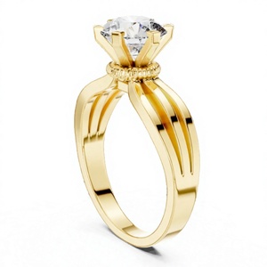 แหวนเพชรเม็ดเดี่ยวทรงกลม 6 กรงเล็บ แบบสั่งทำขายส่ง ตัวเรือนทองคำ - Product Image 1