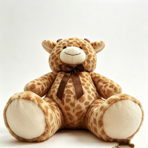 Customized Cute Sitting Giraffe Plush Stuffed Animal, <b>Brown</b> Spot Giraffe Plush Toy with <b>Brown</b> Bow <b>Tie</b> - Product Image 4