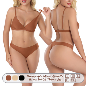 <span class=keywords><strong>Set</strong></span> Intimo Donna BR01+DD02: Reggiseno Invisibile Senza Ferretto a Triangolo con Scollatura Profonda e Slip Perizoma - Product Image 1