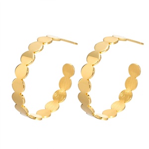 Fashion <b>Fine</b> Jewelry <b>Earring</b> 18k Gold Plated Link Hoop <b>Earrings</b> for Wedding Gift - Product Image 1