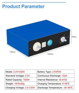 Новые аккумуляторные элементы Gotion 3.2V 102Ah LiFePO4, большой одиночный блок в квадратном алюминиевом корпусе, аккумуляторный блок большой емкости 100Ah - Product Image 2