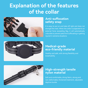Collier <span class=keywords><strong>de</strong></span> suivi GPS intelligent pour chats et chiens, suivi en temps réel, étanche IP68, autonomie <span class=keywords><strong>de</strong></span> 1 an, compatible Android/iOS, nylon - Product Image 2