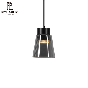 Luminaire suspendu pour îlot de cuisine moderne industriel, abat-jour en <span class=keywords><strong>verre</strong></span> conique gris <span class=keywords><strong>fumé</strong></span>, luminaire en métal et fer, <span class=keywords><strong>lampe</strong></span> suspendue conique fumée - Product Image 1