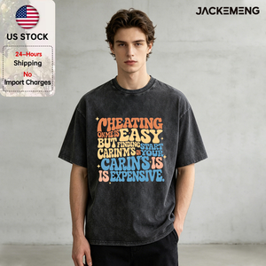 T-shirt en coton oversize délavé avec imprimé 'Cheating <span class=keywords><strong>on</strong></span> <span class=keywords><strong>Me</strong></span>', style streetwear rétro, pour usage quotidien décontracté, vente en gros depuis entrepôt USA - Product Image 1