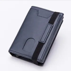 2024 Newly branded Customized best brands men's leather minimalist slim wallet genuine leather carbon fiber rfid wallet