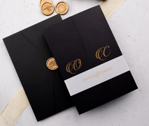 Gold Foil Transparent Wedding <strong>Invitations</strong> Greeting Cards With Black Envelope Luxury Hardcover Folio Wedding Invite - Product Image 5