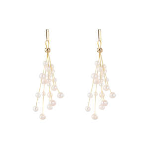 Pendientes largos con borlas y perlas naturales para mujer, estilo gitano, WENCHI - Product Image 2