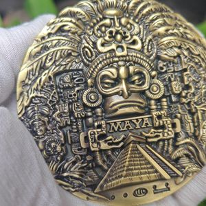 Medallón de Moneda de Bronce del Calendario Azteca Maya, Arte <span class=keywords><strong>Mexicano</strong></span> Mesoamericano, 80 mm de Diámetro, Regalo de Colección, Recuerdo - Product Image 2