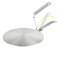 Diffuseur de Chaleur en Acier Inoxydable Plaque Adaptateur à Induction pour Table de Cuisson avec Poignée Amovible