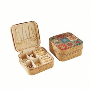Eco Friendly Waterproof Cork Portable Storage <b>Box</b> Travel Earrings Ring Necklace Jewelry Cosmetics Organizer Bag - Product Image 1