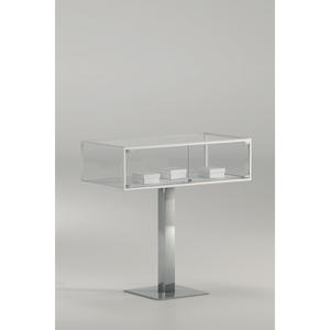 Vitrina con Marco de Aluminio 99x49x103cm Acabado Blanco Vidrio Templado Exhibidor con Pedestal de Metal - Product Image 1