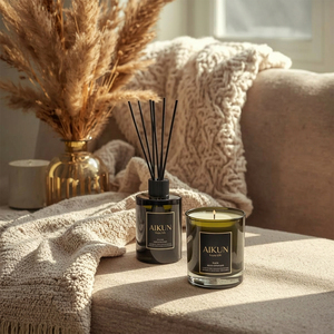 AIKUN Luxury Glass Gift Set Aromatherapy <b>Reed</b> <b>Diffuser</b> Smokeless Scented Soy Wax Candles <b>for</b> Classical Wedding Gift - Product Image 1